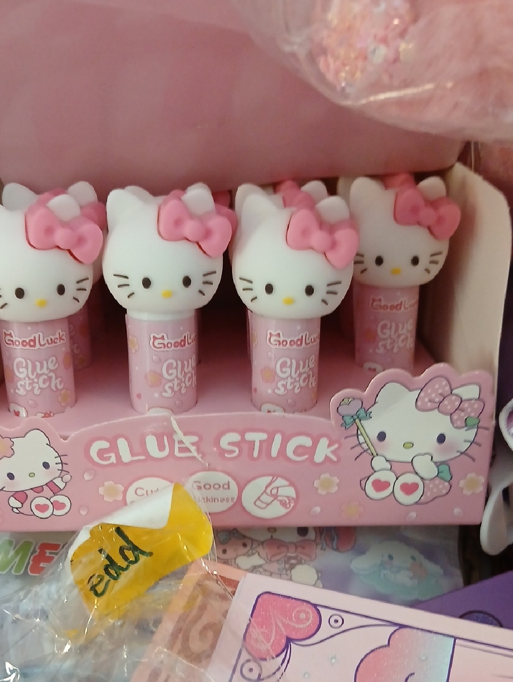 Hello Kitty Pink and White Glue Sticks - Bow Topper Set